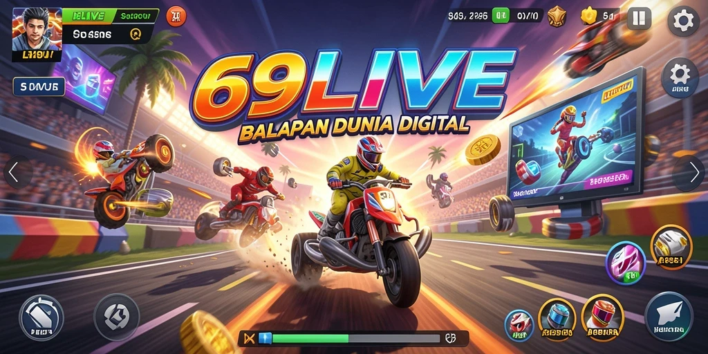 Antarmuka gameplay balapan yang intens dan mendebarkan.