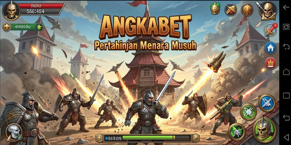 Tangkapan layar gameplay menunjukkan pertahanan strategis menara.
