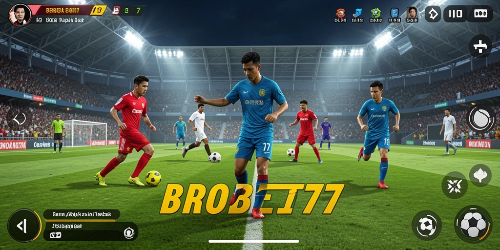 Tampilan gameplay menarik dari BROBET77 yang menampilkan aksi sepak bola.