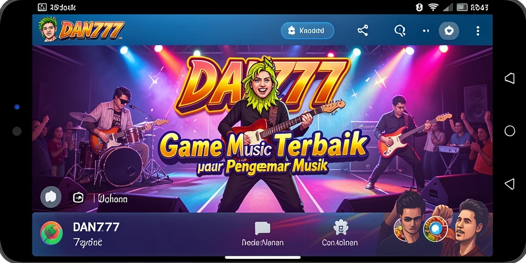 Tampilan gameplay seru dari DAN777 dengan alat musik interaktif.