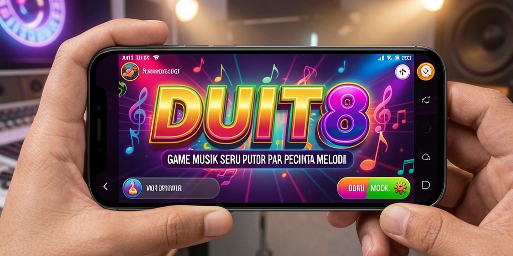 Screenshot gameplay DUIT8 menunjukkan interaksi pengguna dengan musik.
