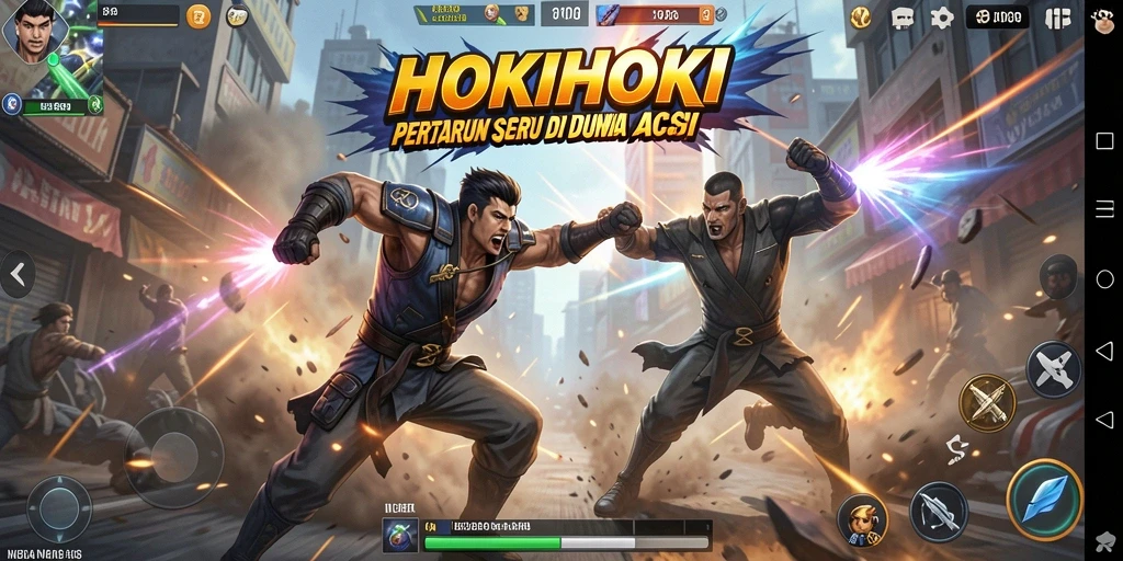 Tangkapan layar HOKIHOKI menunjukkan pertempuran intens di arena aksi.