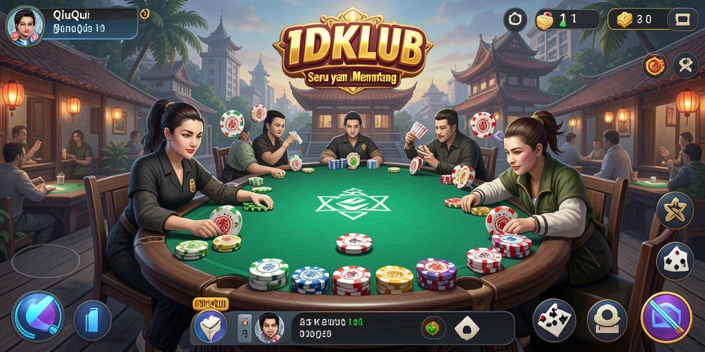 Gameplay seru QiuQiu di IDKLUB dengan teman dan pemain lain.