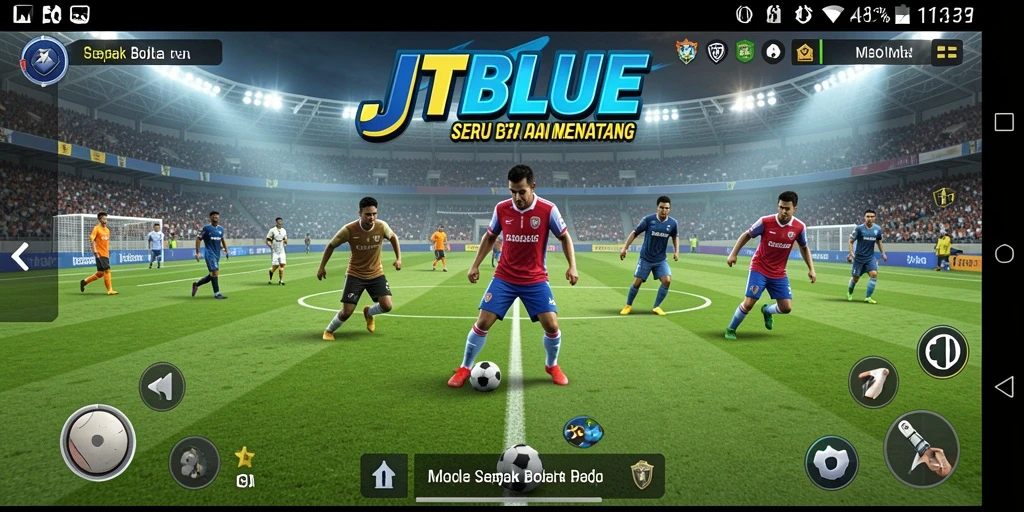 Tampilan gameplay JTBLUE yang memukau dalam permainan sepak bola.