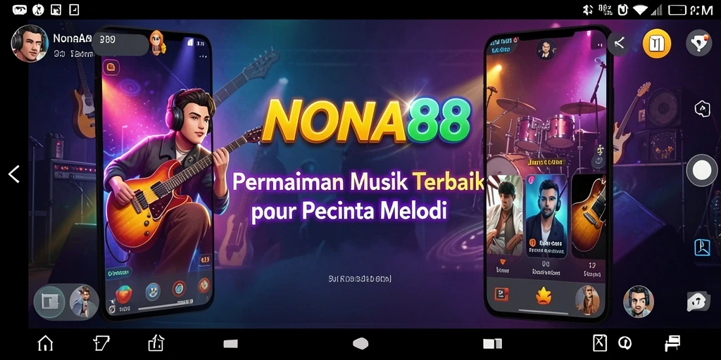 Screenshot NONA88 menampilkan gameplay seru dengan not musik berkilau.