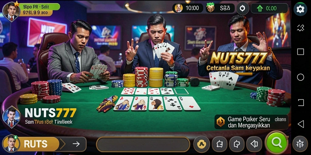 Tampilan gameplay Poker yang seru dan menegangkan di NUTS777.