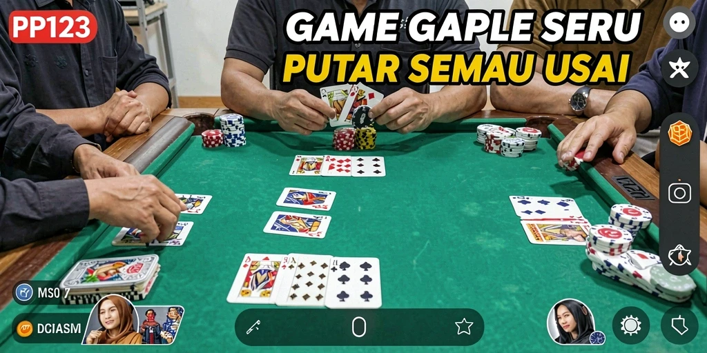 Screenshot gameplay PP123 menampilkan suasana seru bermain Gaple.