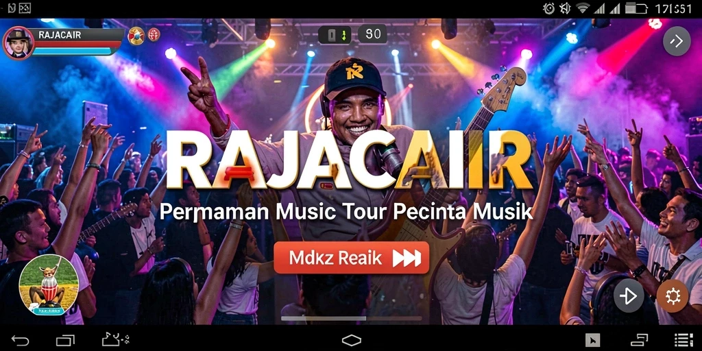 Screenshot RAJACAIR menampilkan alunan musik yang seru dan gameplay interaktif.