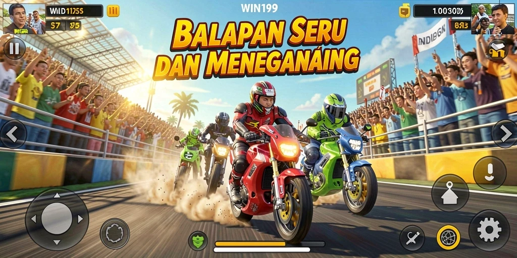 Tampilan gameplay seru saat balapan di WIN199.